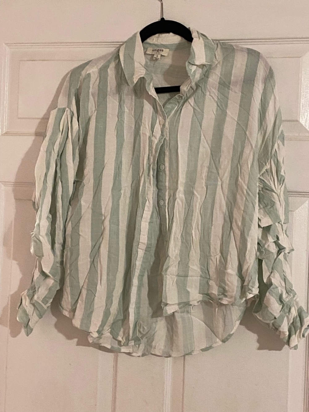 Umgee Mint Green & White Striped Button-Front Shirt